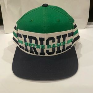 Adidas Notre Dame Irish green & striped SnapBack youth cap.  One size fits most.